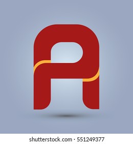 Letter A icon and logo template.  New Flat design and elegant typographic concept. Two line yellow. red