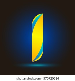 Letter I icon and logo template.  New design typographic. twisted. blue and yellow line