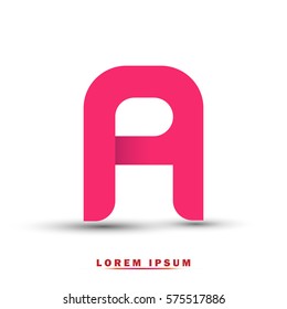 Letter A icon and logo template.  New design, elegant, and simple typographic . pink color. 3D