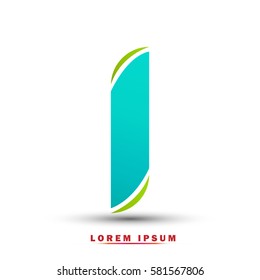 Letter I icon and logo template.  New  Flat elegant typographic. gradation with blue and green