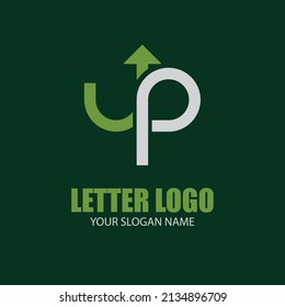 Logo del icono de la carta UP. Vector