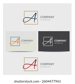 Letter A Icon, Monogram, Initial Logo for Corporate Business in Various Colors