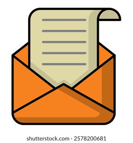 Letter icon. office material icon. lineal color