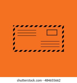 Letter icon. Orange background with black. Vector illustration.