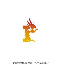 Letter I icon with phoenix logo design template illustration