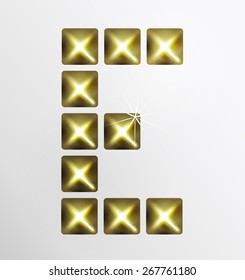 Letter icon, pixel font with metal stud. Abstract creative font.
