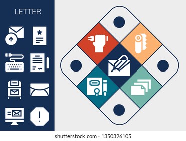 letter icon set. 13 filled letter icons.  Simple modern icons about  - Email, Mail, Spam, Postbox, Keyboard, Contract, Sent, Invitation, Paper, Pen