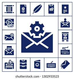  letter icon set. 17 filled letter icons.  Simple modern icons about  - Torah, Mp, Email, Mail, Mail box, Keyboard, d, Inbox, Feather, Postcard, Message, Invitation, Send