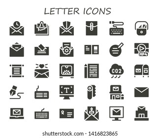 letter icon set. 30 filled letter icons.  Simple modern icons about  - Mail, Note, Keyboard, Postman, Email, Postcard, Writer, Mp, Torah, d, Sheet, Co, Mailbox, Signature, Typography