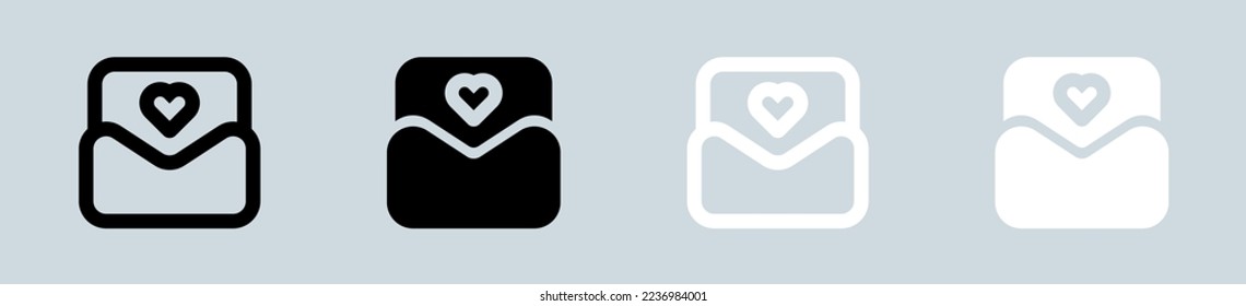 Letter icon set in black and white. Message signs vector illustration.