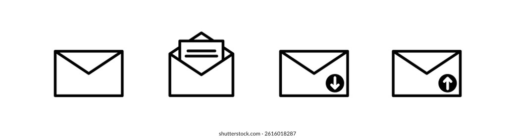 Letter icon set. Email icon. Message icon. Vector illustration