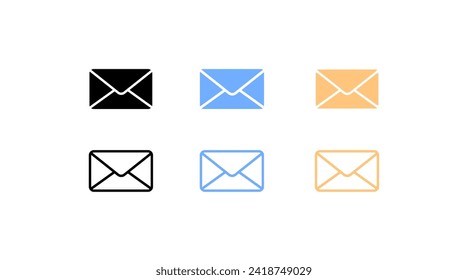 Letter icon set. Flat style. Vector icon