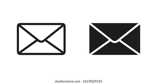 Letter icon set, message sign in outline and solid style