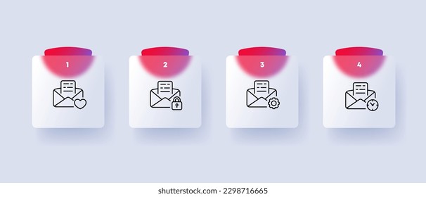 Zeichensymbol-Set. Symbolisieren von E-Mail oder E-Mail. Die Abbildung kann zusätzliche Elemente enthalten. Versandkonzept. Brillmorphismus-Stil. Vektorsymbol für Unternehmen und Werbung