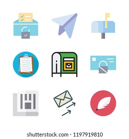 letter icon set. vector set about quill, paper plane, newspaper and email icons set.