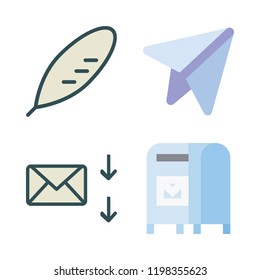letter icon set. vector set about mailbox, paper plane, quill and email icons set.