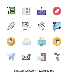 letter icon set. vector set about postal, newspaper, email and clipboard icons set.