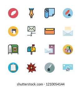 letter icon set. vector set about flower, postal, clipboard and mailing icons set.