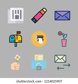 letter icon set. vector set about paper roll, envelope, newspaper and craft icons set.