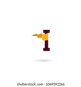 Letter I icon with a simple flag. Can be adapt to Corporate identity, logo, icon, symbol and brand identity.