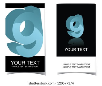 Letter icon symbol business card set, front and back. No open shapes or paths.