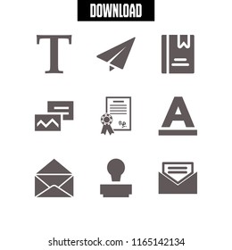 letter icon. This set with email, font, capital letter and send vector icons for mobile and web