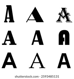 Letter A icon. Typography design styles. Alphabet variation symbol. Vector font.