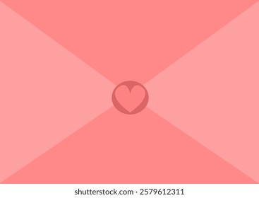 Letter icon for Valentine's Day, Mother's Day, Women's Day. The appearance of a paper envelope. A pink envelope with a round mark in the middle where a heart is drawn.  Design, icon, symbol, vector.