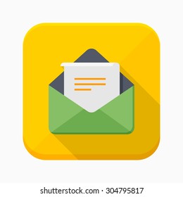 Letter icon - vector , eps10 (flat icon , long shadow)