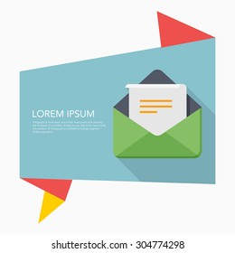Letter icon - vector , eps10(flat icon , long shadow)