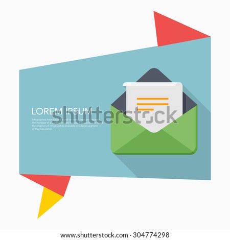 Letter icon - vector , eps10(flat icon , long shadow)