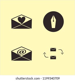 letter icon. letter vector icons set mail, heart envelope, fountain pen and response letter