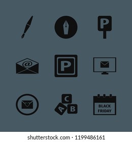 letter icon. letter vector icons set mail, abc cubes, heart envelope and parking sign