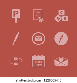 letter icon. letter vector icons set abc cubes, response letter, black friday calendar and heart envelope