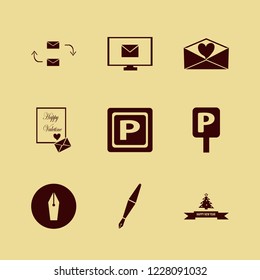 letter icon. letter vector icons set heart envelope, parking sign, happy new year and response letter