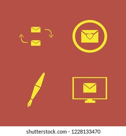 letter icon. letter vector icons set fountain pen, mail, response letter and heart envelope