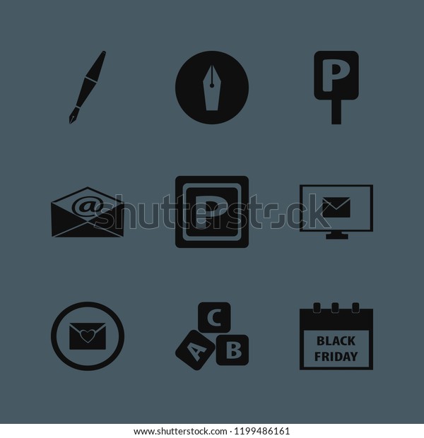 letter icon. letter vector icons set mail,\
abc cubes, heart envelope and parking\
sign