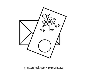 Un icono de letra y una hoja de papel blanca con llaves y un arco y un sello. Icono para obtener un certificado, premio. aviso de compra, llaves de la casa.