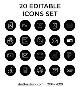 Letter icons. set of 20 editable outline letter icons such as envelop, mail, resume, alpha, envelope, eye test, clipboard, wb. best quality letter elements in trendy style.