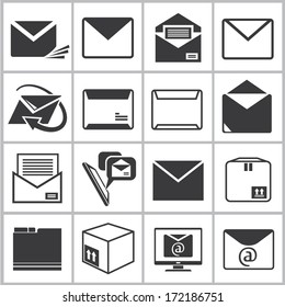 letter icons set, email icons set