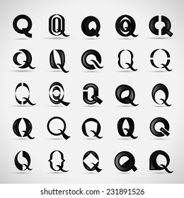 Letter Icons Set - Isolated On Gray Background - Vector Illustration, Graphic Design Editable For Your Design