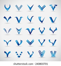 Letter Icons Set - Isolated On Gray Background - Vector Illustration, Graphic Design Editable For Your Design