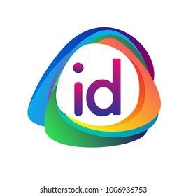 Letter id logo with colorful splash background, letter combination logo design for creative industry, web, business and company.