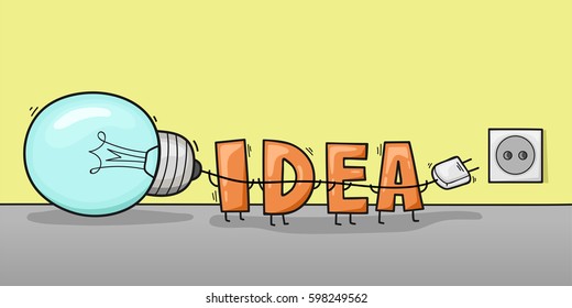 Letter Idea With Light bulb . Vector Illustration for Idea Concept . 
