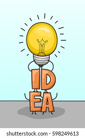 Letter Idea With Light bulb . Vector Illustration for Idea Concept . 