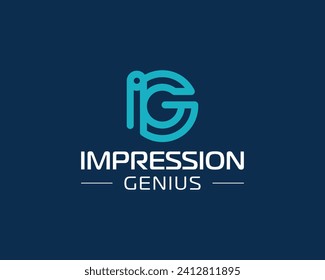 Letter IG GI Simple Monogram Logo