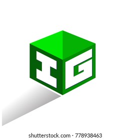 Letter IG logo in hexagon shape and green background, cube logo with letter design for company identity.
