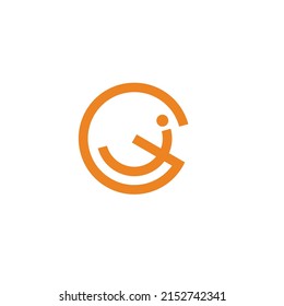 letra ig forma sonrisa simple logo redondo geométrico vector