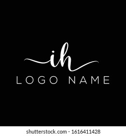 Letter Ih handwriting logo with luxury elegent modern style perfect for , beauty , wedding photography , spa , makeup logos