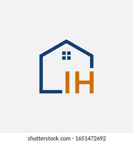 letra IH con elemento House. Plantilla de logotipo de construcción, icono de vivienda e inmobiliario. Plantilla Compleja De Logotipo Vector Simple. - vector